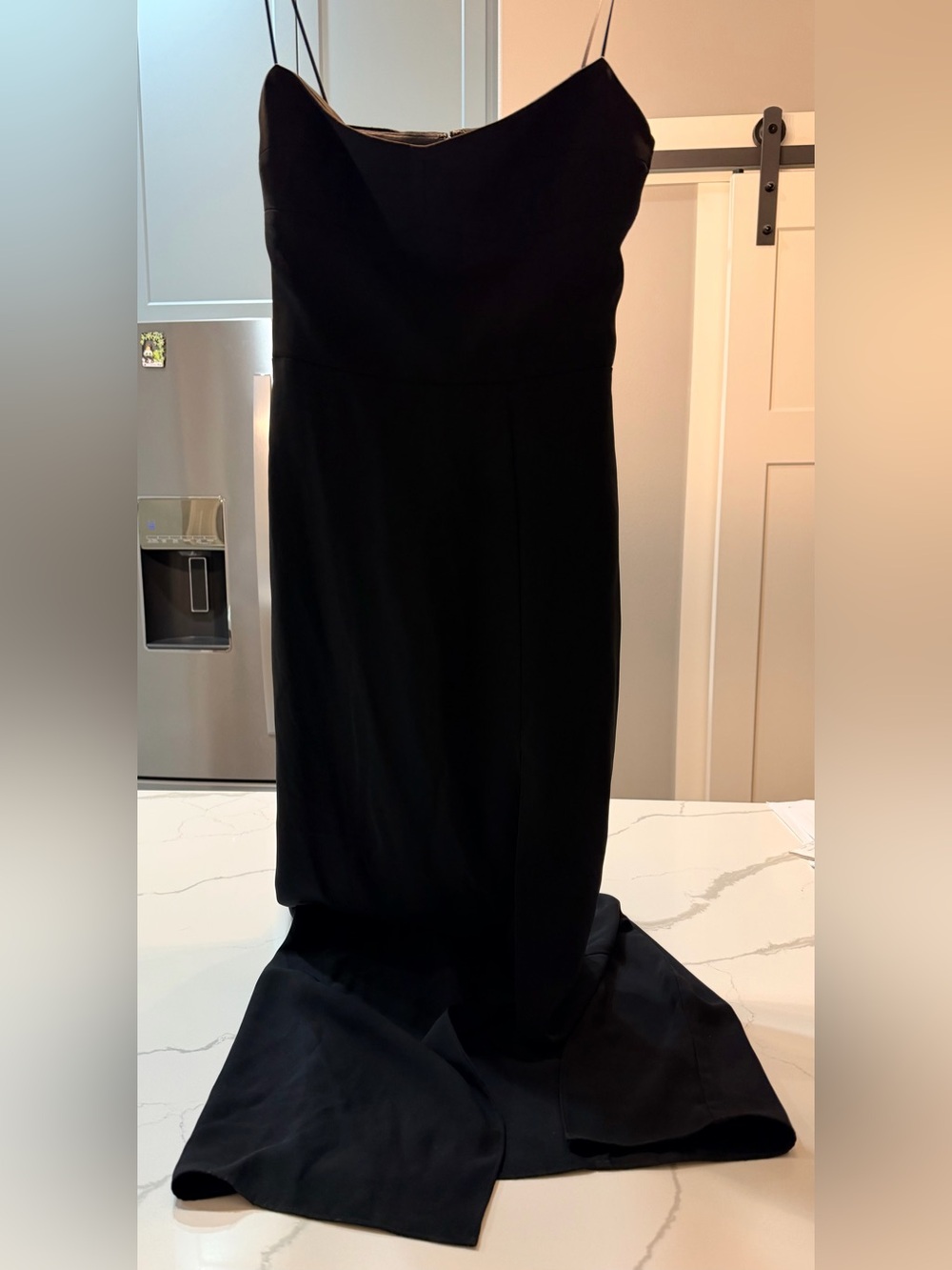 Amanda Uprichard Revolve Ivy Gown Black Strapless Maxi Dress with high slit